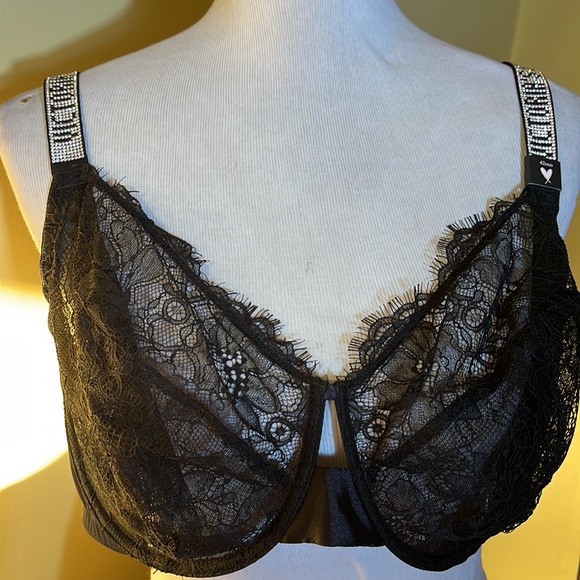 VICTORIA SECRET Size 42DDD Classic  Black Lace PushUp Underwire Bra SEXY $69 NEW - Picture 7 of 16